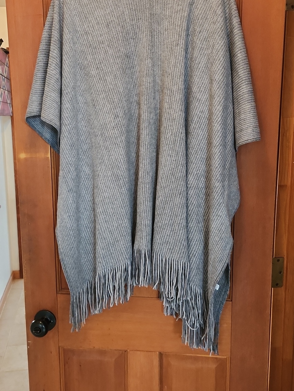 Fringe Shawl Open Front Sweater With Pockets - Picture 4 of 4